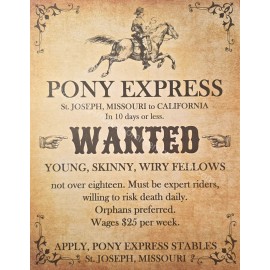 Wanted Poster: Pony Express Riders (Modern Printing)
