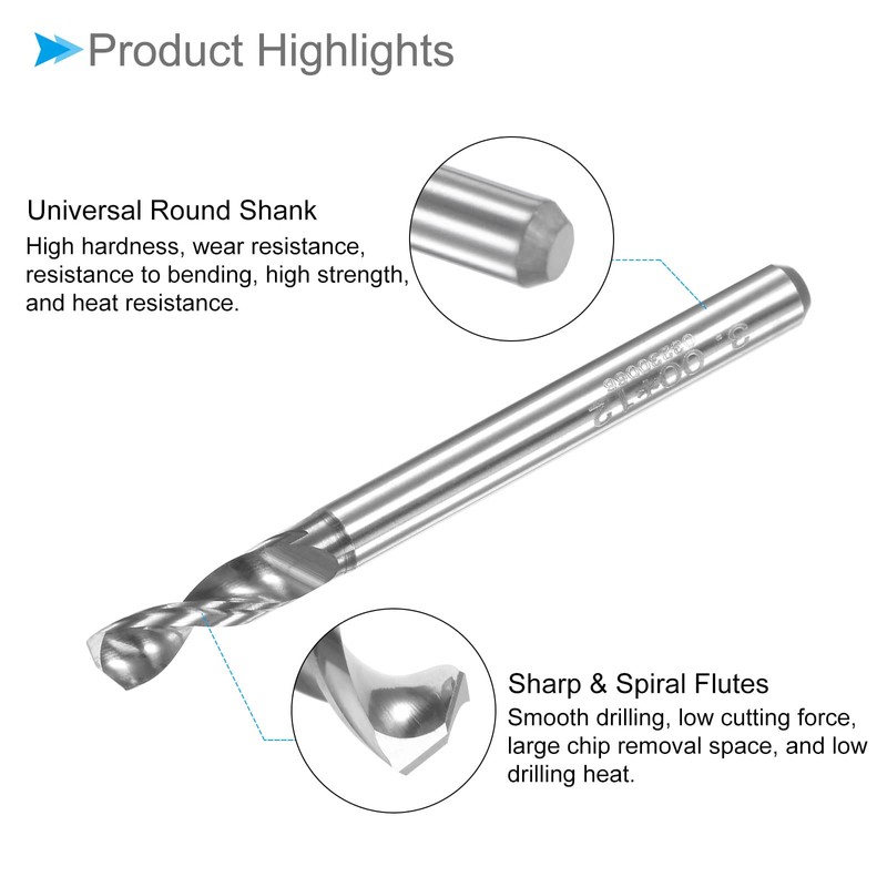 CoCud PCB Drill Bit Diameter 3mm 3.175mm Shank Solid Tungsten