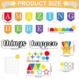 Welcome Back to School Bulletin Board Set, Amazing Things Happen Here Bulletin Board, Colorful Classroom Wall Decor for Kindergarten Elementary Middle School (Light)