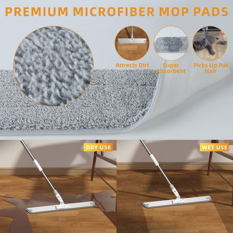 Flat Microfiber Mop for Floor Cleaning, 18 inch (17.7 in/45