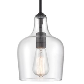 JEENKAE Modern Farmhouse Pendant Lighting for Kitchen Island Glass Black Pendant Light Fixtures Rod-Hung