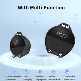 for All-New Ech-o Spot(2024 Release) Case Cover,NOUKAJU Silicone Protective Case, Smart Speaker Case, Drop-Proof, Scratch-Proof,Reserved Charging Port, Dust-Proof (Black)