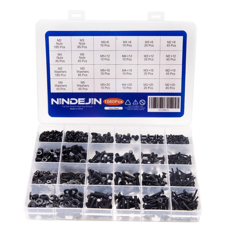 NINDEJIN 1060pcs 12.9 Grade Carbon Steel M2 M3 M4 M5