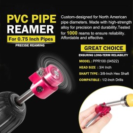 Tool 04521 PPR75 3/4" Clean Reamer Extreme PVC Plastic Pipe Fitting Reamer Kit