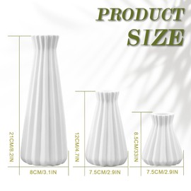 YedZen Set of 3 Ceramic Vases, White Modern Matt Flower Vase for Pampas Grass＆Dried＆Flowers, Boho Style Decoration Small Ceramic Vase for Home Decor, Rustic Farmhouse, Table Mini Decorative Vases