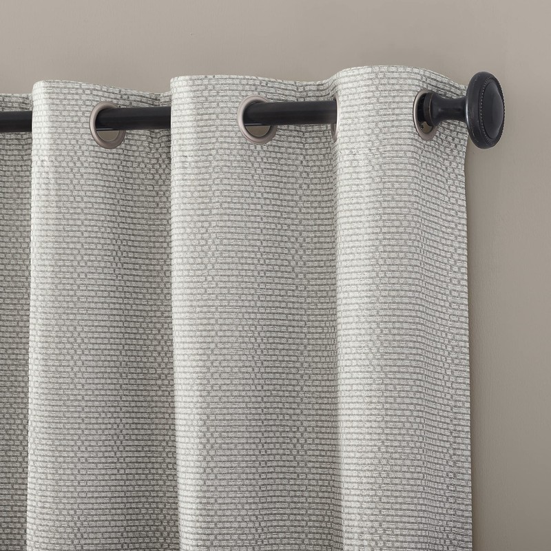 Scott Living Rafaela Woven Pattern Chenille Total Blackout Grommet Curtain