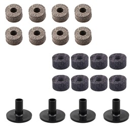 2 Set Drum Stand Sleeves Pads, 16 Pcs Cymbal Felts and 4 Pcs Sleeves Set for Most Drum Set (Black+Grey)