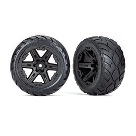 Traxxas 6775 Tires & Wheels 2.8" RTX Black Wheels Anaconda Tires Assembled TSM Rated 4WD Front/Rear 2WD Rear TRA6775