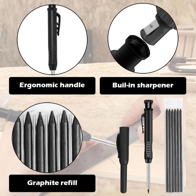 3-Piece Tracer Pencil Set - Carpenter & Builder Pencils with