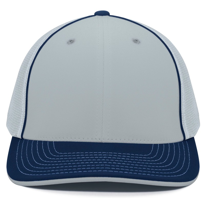 Pacific Headwear Standard Trucker Pacflex Cap, Silver/Navy Small