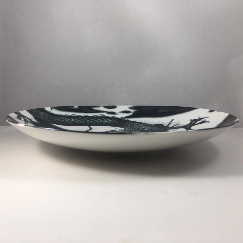 SET of 2 Japanese Dinner Dish Plates 10"D Porcelain Dragon