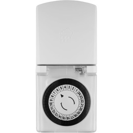 REV -GA Economy Set of 2 Mechanical Timer for Indoor and Outdoor Sockets, 24-Hour Timer with 48 Switching Times, 16 A 3680 W, Increased Touch Protection, IP44, White