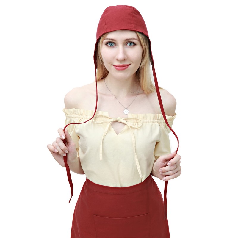 KUOIN Medieval Coif Cap Women's Victorian Hat Colonial Cosplay Headwear