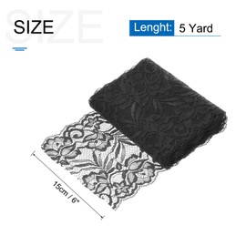 MECCANIXITY 6 Inch Wide 5 Yard Lace Ribbon Floral Pattern Black Lace Trim Ribbon for Sewing Making,and DIY Crafts,Gift Wrapping,Wedding Decor