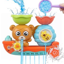 HAPEMEIN Juguetes de Baño para Niños, Juguetes De Baño para Niños con 2 Potentes Ventosas,Juguete de Regaderita de Baño para Bebé 2 3 4 5 6 Años (SET2)