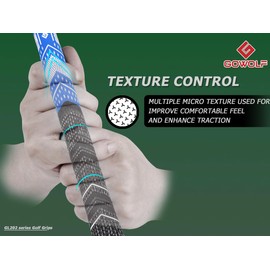 Gowolf Golf Grips Cord Rubber Multi-compound Golf Driver Irons Club 13pcs Golf Grips Colored Top Cover SL02 Pro with Full Kit (Blue,Standard)