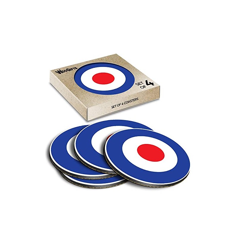 4 x Round Coasters - Mod Target RAF Roundel Royal