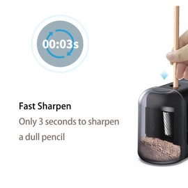 Battery Operated Electric Pencil Sharpener, Portable Pencil Sharpener for Kids, for No.2/Color Pencils (6-8mm), School, Home, Office, Classroom(Black)