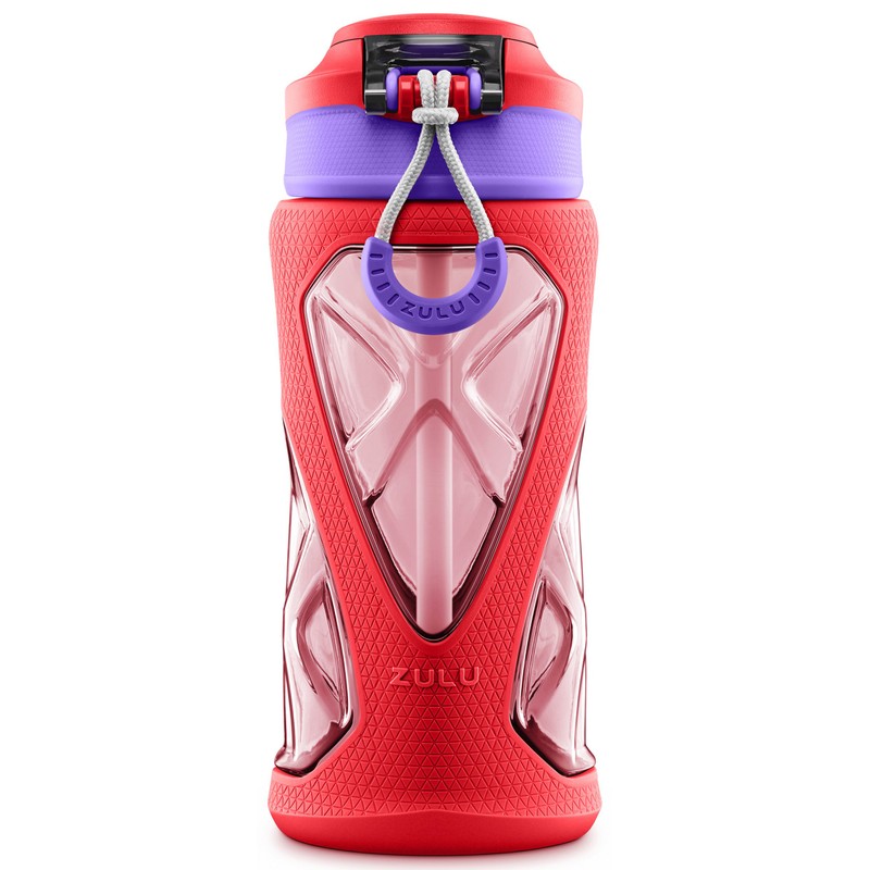 Zulu Torque BPA-Free Plastic Water Bottle with Flip Straw, Pink,