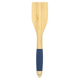 Home Basics Flat Bamboo Spatula with Indigo Silicone Handle, Natural