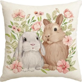 HLCYGJIN Easter Pillow Covers 18x18 inch Happy Easter Hunny Bunny Throw Pillow Covers Bunny Spring Cushion Case for Sofa Couch Bedroom Holiday Festivals Home Decor 11