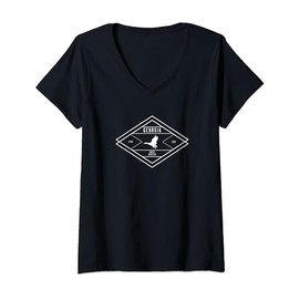 Womens Georgia Duck Hunter diamond V-Neck T-Shirt