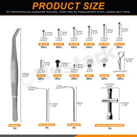 Rustark 294Pcs M1.4 304 Stainless Steel RC Screws Assortment Kit RC Repair Tool Set RC Repair Kit Repair Tool Box Hardware Fasteners for Axial SCX24 RC Cars 1/24 RC Crawler Deadbolt