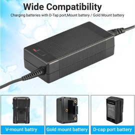 Lectronify Single D-Tap Battery Charger for V-Mount/Gold Mount Battery, 43.5" Cable, LED Indicator, 16.8V 3A Output, 100-240V Input – Fast, Reliable Charging for Filmmakers & Content Creators