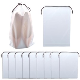 SOFPLATE 10Pcs 11.8 x 7.9 inch Clear Drawstring Bags Transparent Travel Shoe Bag Waterproof PE Frosted Drawstring Pouch with Rope Shoes Organizer for Men Women Clothes Suitcase Home Packing Storage