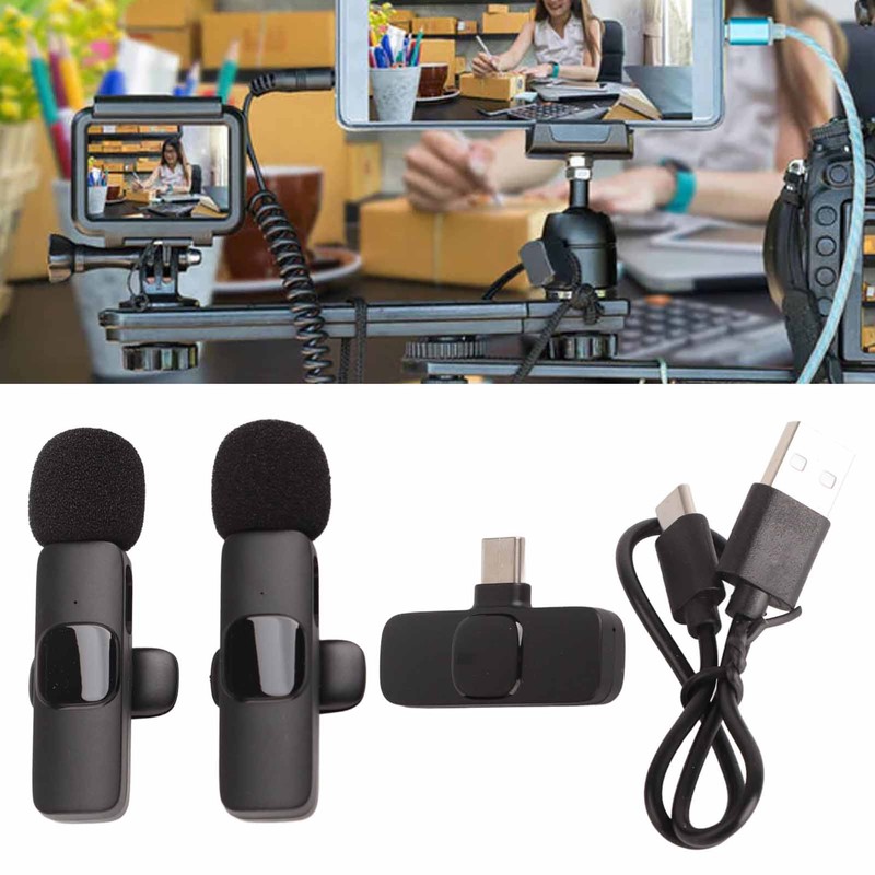 Wireless Lavalier Microphone Mini Plug and Play Live Stream Recording