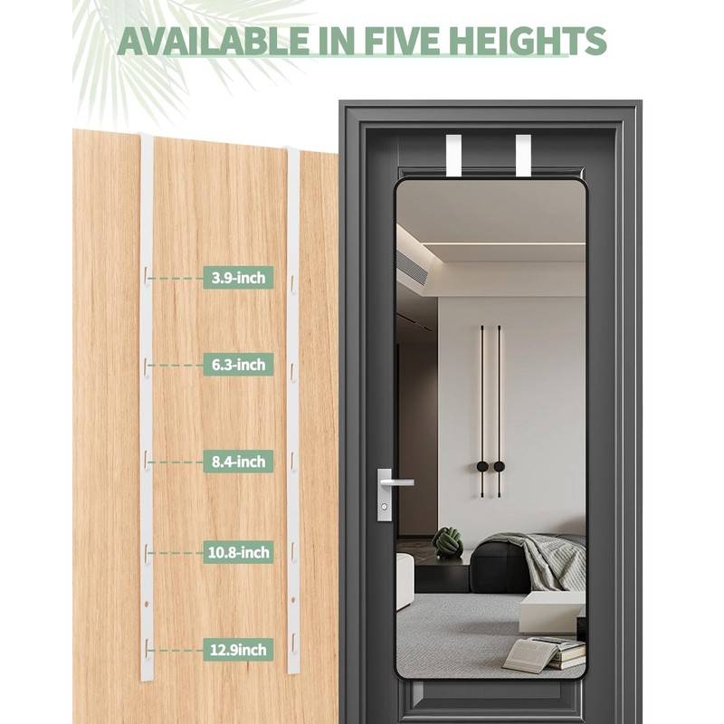 OXDFK 4 PCS Over The Door Mirror Hanger, Adjustable Door