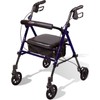 Carex Step 'N Rest Aluminum Rollator Walker with Seat, Rolling