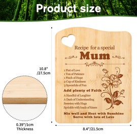 Tulolvae Mum Birthday Gifts, Bamboo Chopping Board Presents for Mummy from Daughter Son, Gifts for Mum Women on Birthday Christmas Valentine's Day Mothers Day Gifts