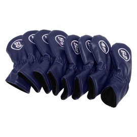 Asixxsix 8Pcs Golf Iron Head Covers, Soft PU Golf Club Head Cover Wedge Iron Protective Headcover for Brassie, 48 50 52 54 56 58 60 62 Degree Mark (Dark Blue)