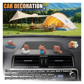 smilfuy 6PCS Car Dashboard Mini Capybara Ornament, Mini Resin Animals Set, Cute Car Interior Decoration Accessories, Capybara Figurine Decor for Car Center Console, Room, Desktop (Capybara)