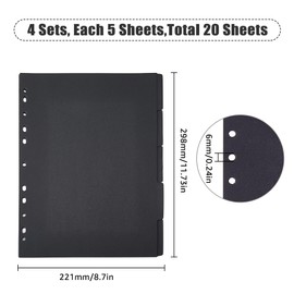SUPERFINDINGS 20 Sheets 11 Hole Paper Folder Dividers A4 Notebook Index Dividers with Tabs Black Opaque Writeable Dividers for Notebook Folder Schedules