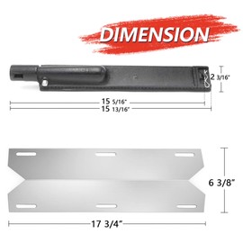 Cmanzhi S9A231 (4-Pack) C2F301 (4-Pack) Replacement for Jenn Air 720-0061, 720-0062, Nexgrill 720-0101, 720-0138 Gas Grill Stainless Steel Heat Plate Shield and Cast Iron Burner