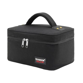 TEAMOOK Small Lunch Bag Mini Lunch Box Insulated Portable for Adults Men Women Work With Metal Rivets 4.2L Solid Black