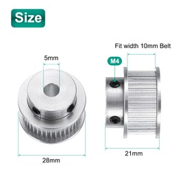 sourcing map GT-2 40T Pulley Synchronous Wheel 5mm Bore, Aluminum Timing Pulley 40 Teeth, Fit Width 10mm Timing Belt for 3D Printer CNC Machine