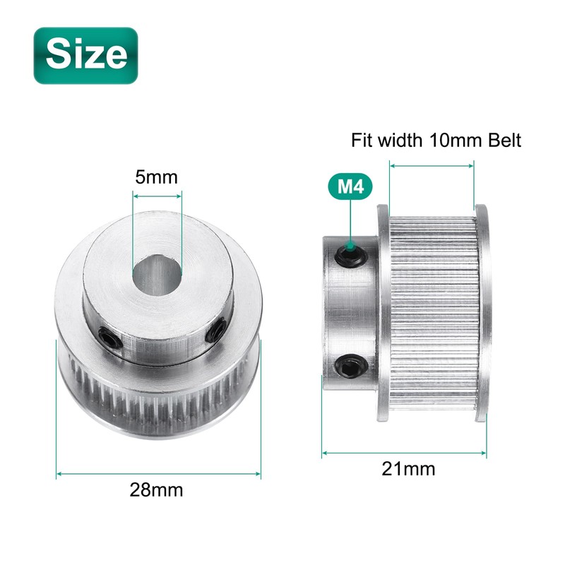sourcing map GT-2 40T Pulley Synchronous Wheel 5mm Bore, Aluminum