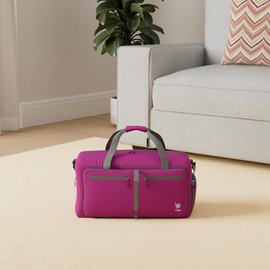 Bago Foldable Duffel Bags for Traveling Women & Men - 60L Medium Packable Duffle Bag for Travel with Shoe Compartment - Water Repellant, Heavy Duty, Lightweight Folding & Collapsible (Pink)