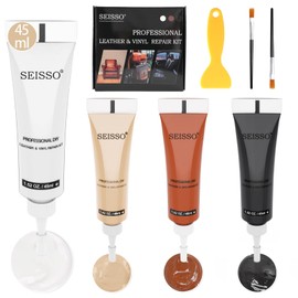 SEISSO 2025 Leather Repair Set, 4 Colours Leather Repair Ointment, Faux Leather Repair Set, DIY Leather Paint Repair Kit for Leather Scratches, Suitable for Sofas, Shoes, Coats, Car Seats (45L)