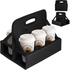 Soporte para vasos con asa reutilizable, 6 tazas portátil para bebidas, plegable, soporte para vasos de playa, para llevar cócteles, protege bebidas calientes y frías de forma segura