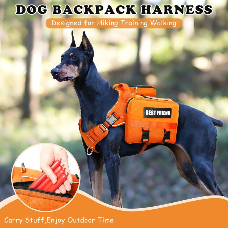 MOOGROU Dog Backpack Harness and Leash Set for Large Dogs