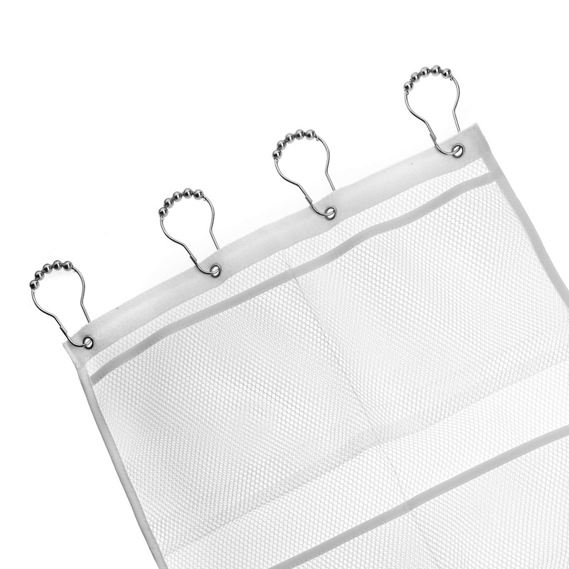 OTOTEC 6 Pockets White Rectangle Shower Hanging Mesh with 4