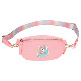 Depesche 13124 Ylvi Small Cross Bag in Pink with Unicorn Motif and Glitter, Shoulder Bag with Adjustable Shoulder Strap