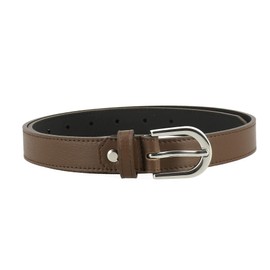 FASHIONGEN - Women genuine Italian leather belt LUNA, Made in France - Brown, 85 cm (33 in) / Waist size 31 to 32
