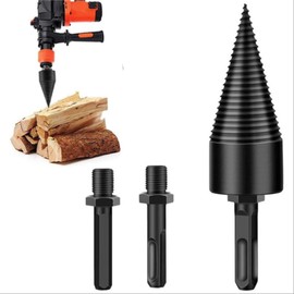 TopHomer Wood Splitter Drill Bit Firewood Log Splitter Drill Bit Set 32mm Heavy Duty Electric Drills Screw Cone Driver with Round Hex Square Shank