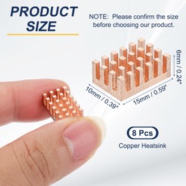 PATIKIL Copper Heatsink 10x15x6mm, 8 Pcs Heat Sink Cooler Radiator for Raspberry Pi Chip CPU Power Transistor FET IC Power Amplifier