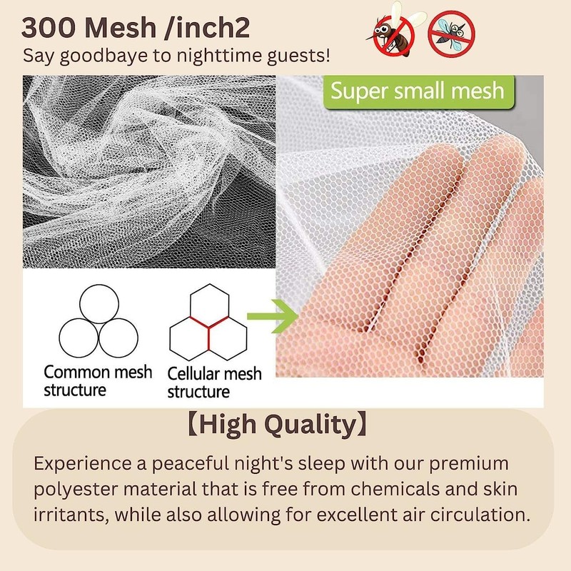 Zufio Large Mosquito Net for Bed, Queen Sized Bed Canopy